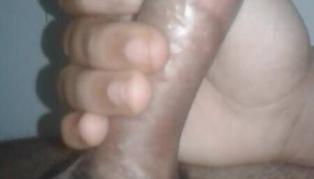 Handjob from my big curvy cock