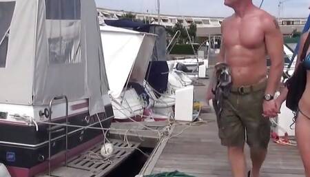 Boat day for a swinger couple with a man banging a young stunning blonde while his wife is watching