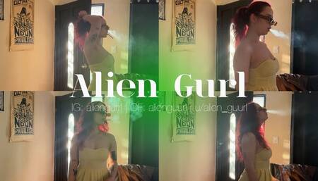 Smoking Marlboros 100 in a tiny dress while teasing | Alien Girl