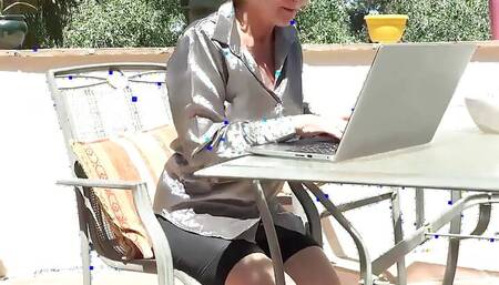 Auntjudys - Busty Mature MILF Mrs. M - Outdoor Office Masturbation
