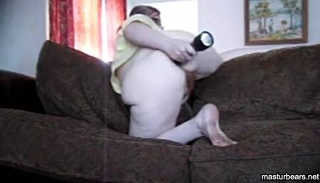 fucking my hairy twat and ass with flashlight