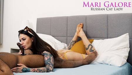 Russian Babe Mari Galore Sloppy BBC Cum in Mouth Foreskin Play Blowjob