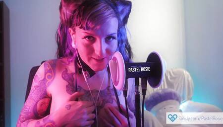 Erotic ASMR - Neko Girl Ear Licking JOI - PASTEL ROSIE Sexy Audio - Big Tits Cosplay Fansly Egirl - Wet Eating Sounds