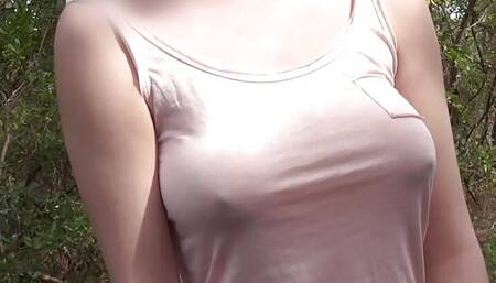 lovely 19 year girl shows big boobs at beach