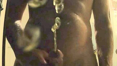 super horny hot and juicy golden shower POV all over your body and straight in your face in super slow-motion