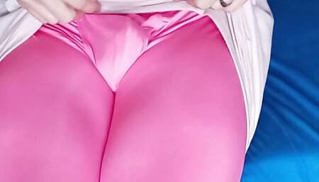 Cute Sissy with mini cock cums on pink sock