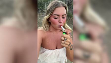 Smoking and flashing outdoor