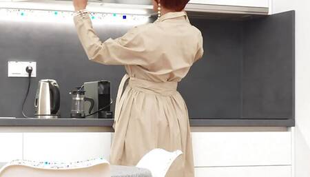 Horny Cougar Hotwife Ola Ramona Enjoys BBC Dildo in White Stockings