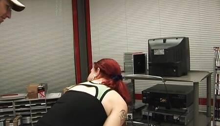 Redhead babe from Germany gets a double cumshot in her throat