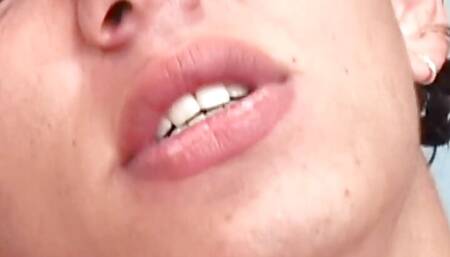 Pierced Latin twink cums after barebacked by tattooed BF