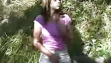 Little April Fingering Pussy Outdoor and Cum