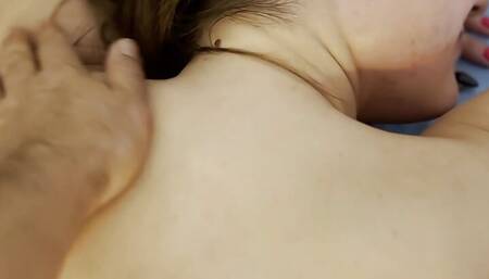 Thick brunette Kira oil massaged before sucking big cock