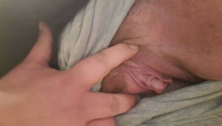 Ftm plays with his big Clitoris, always wet and horny.