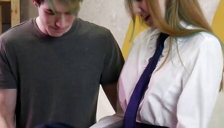 Cum in the Shaking Pussy of a Lustful Classmate in a Bandage