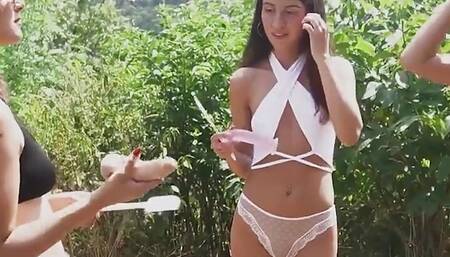 Dildo Racing with 3 Sexy Young Friends Turns Nasty