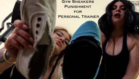 Gym Sneakers Punishment for Personal Trainer - featuring Kaiia Eve and Jane Judge, a filthy sneaker fetish for sweat lovers and foot freaks with shoe domination, pov femdom humiliation, and workout outfits with tight yoga pants while double dommes blackma