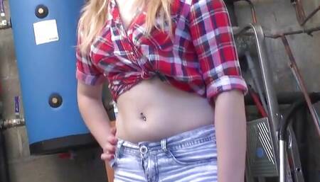 Gorgeous young blonde gets sodomized and facialized by a technician
