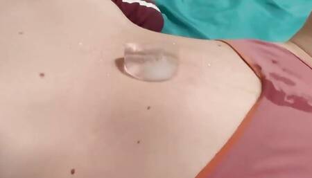 Belly Button Ice Cube Navel Tease Titty Squeezing and Pussy Spreading Teasing