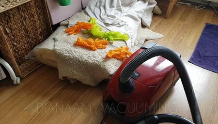 Vacuuming with gloves