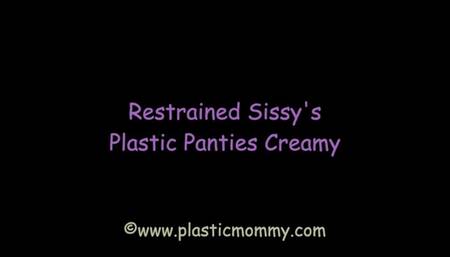 Restrained Sissy's Plastic Panties Creamy
