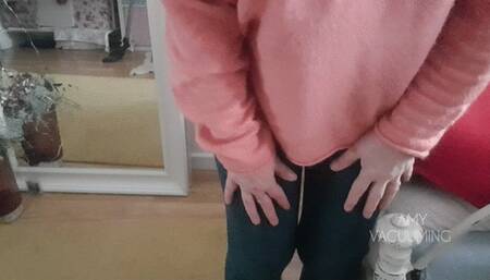 Vacuuming in Leggings and Nylon Socks