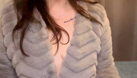 Fur smoking & topless tease