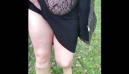 Slave Girl Walks Outdoors Almost Naked.
