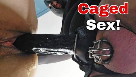 Femdom Sex! Tease and Denial Chastity Cage Strapon Fuck Cum Orgasm Real Homemade Milf Stepmom BDSM