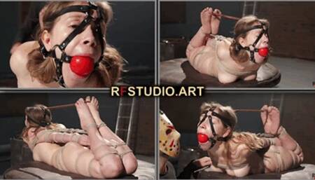 Little Agness - Bastinado with a Switch in Tight Hogtie and Harness BallGag (UHD 4K MP4)