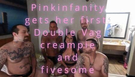 Pinkinfanity gets her first sametime DVP creampie and 5some (1080p)