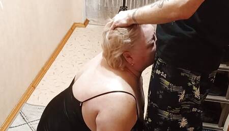 mother-in-law sucks dick licks my ass and takes cum on her face