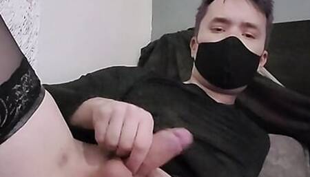Young sissy slut fucks ass with huge dildo and squirts