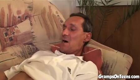 Threeway scene with adorable sweetheart from Gramps On Teens