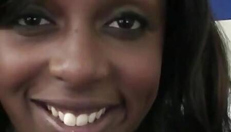 Mature ebony pig with huge breasts and shaved vagina is