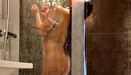 Long Haired British MILF - Secretly Filmed Taking a Hot Shower - Uncut Clips