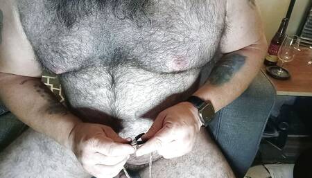 Hairy Bear Masturbating and Tasting My Own Cum