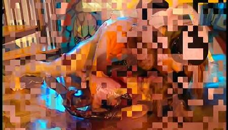 Dirty painter pokes ass holes of supermodels in latex uniform