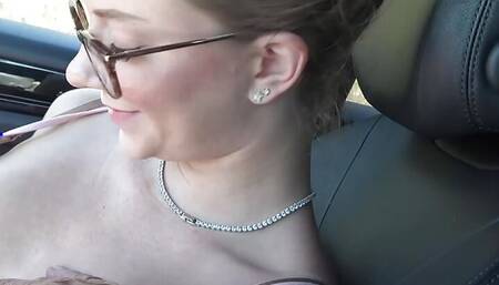 Hot Blonde Riley Star on a trip blowjob and gets fucked in car POV