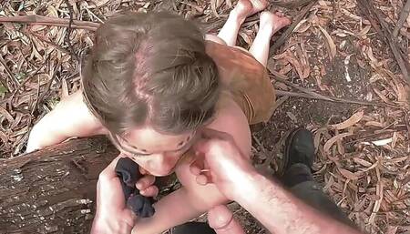 Stepsister Hands tied Pussy Hard Fucked by Stranger in Forest