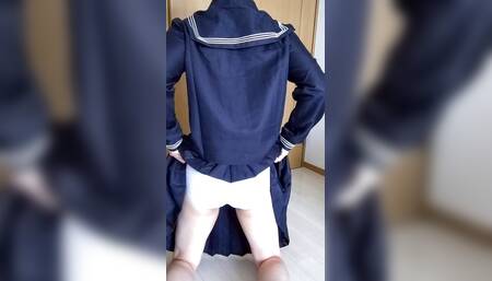 Ejaculation by Sailor Suit Masturbation
