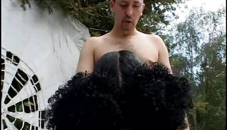Black cheerleader screwing white cock for a load