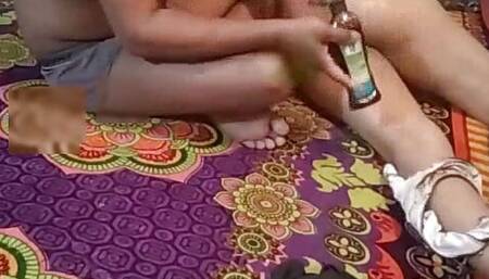 Chadni applies oil on the ass from her brother-in-law and takes the brother-in-law's land in the ass and