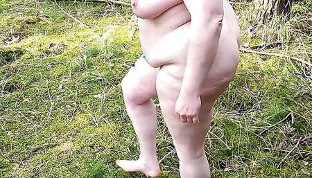 Completely naked tits punished in the woods