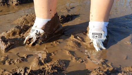 Ruining my White Converse Sneakers in Mud