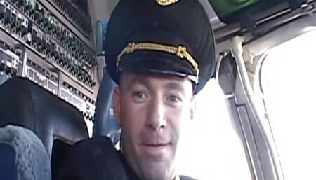 Randy pilot fondles sexy brunette in the cockpit