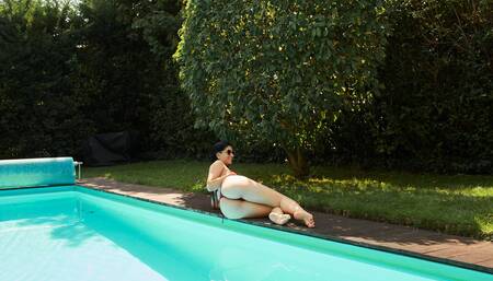 Perfect Latina babe by the pool and inside