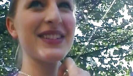 A slim blonde babe from Germany making a dude cum in POV