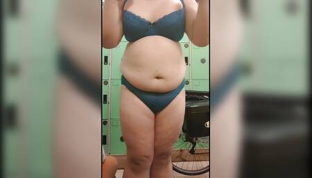 Chubby sissy show new bra and new swimwear