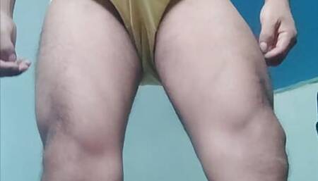 I play with my huge bulge and then I cum intensely
