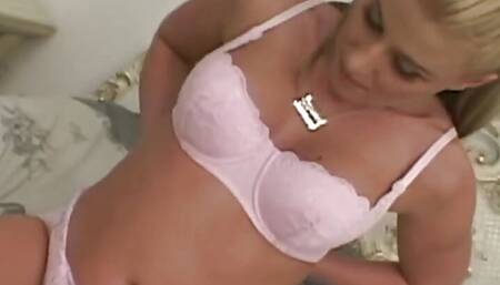 The Thick Blonde Stretches Her Booty for His Large Dick by Riding Her Enormous Dildo.